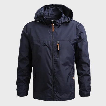 Windjacke | Mit Kapuze | Wasserdicht | Outdoor-Jacke | Herrenjacke-Blau-M-Chaps Herrenmode