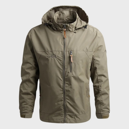 Windjacke | Mit Kapuze | Wasserdicht | Outdoor-Jacke | Herrenjacke-Khaki-M-Chaps Herrenmode