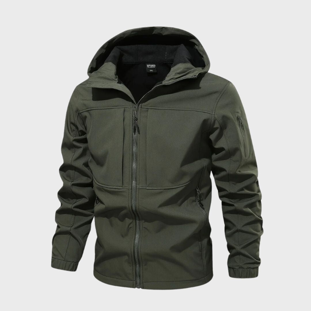 Windjacke – mit Kapuze – Outdoor – Softshelljacke – wasserdichte Jacke für Herren-Armeegrün-M-Chaps Herrenmode