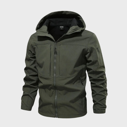 Windjacke – mit Kapuze – Outdoor – Softshelljacke – wasserdichte Jacke für Herren-Armeegrün-M-Chaps Herrenmode