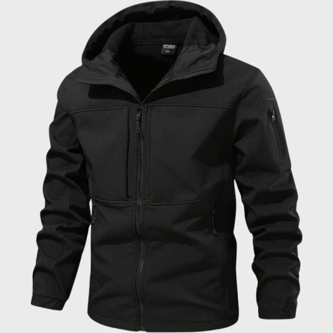 Windjacke – mit Kapuze – Outdoor – Softshelljacke – wasserdichte Jacke für Herren-Schwarz-M-Chaps Herrenmode