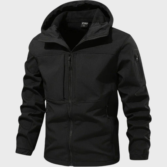 Windjacke – mit Kapuze – Outdoor – Softshelljacke – wasserdichte Jacke für Herren-Schwarz-M-Chaps Herrenmode