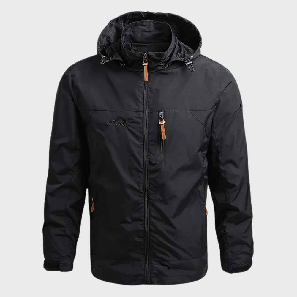 Windjacke – mit Kapuze – Outdoor – wasserdichte Jacke – Herrenjacke-Schwarz-M-Chaps Herrenmode