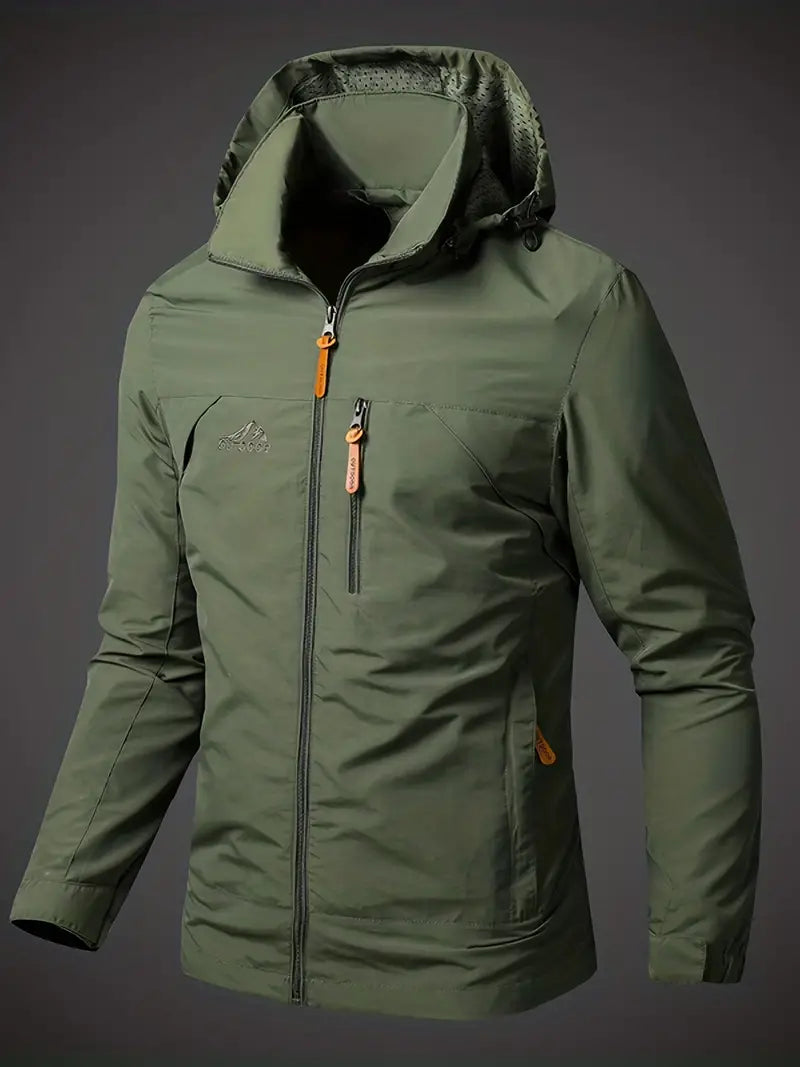 Windjacke – mit Kapuze – wasserdicht – Outdoorjacke – Herrenjacke-Armeegrün-S-Chaps Herrenmode