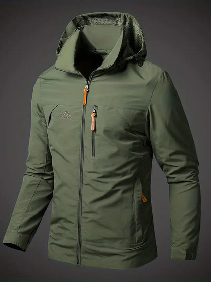 Windjacke – mit Kapuze – wasserdicht – Outdoorjacke – Herrenjacke-Armeegrün-S-Chaps Herrenmode