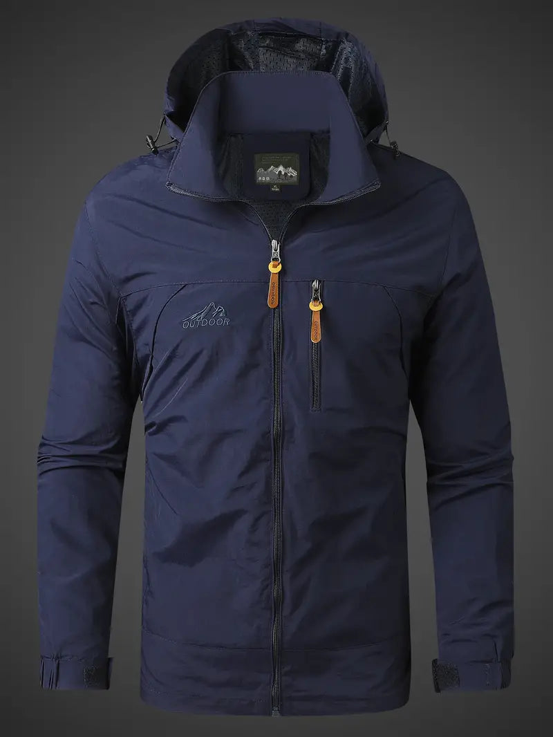 Windjacke – mit Kapuze – wasserdicht – Outdoorjacke – Herrenjacke-Blau-S-Chaps Herrenmode