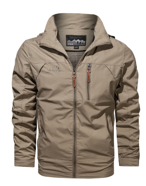 Windjacke – mit Kapuze – wasserdicht – Outdoorjacke – Herrenjacke-Dunkles Khaki-S-Chaps Herrenmode