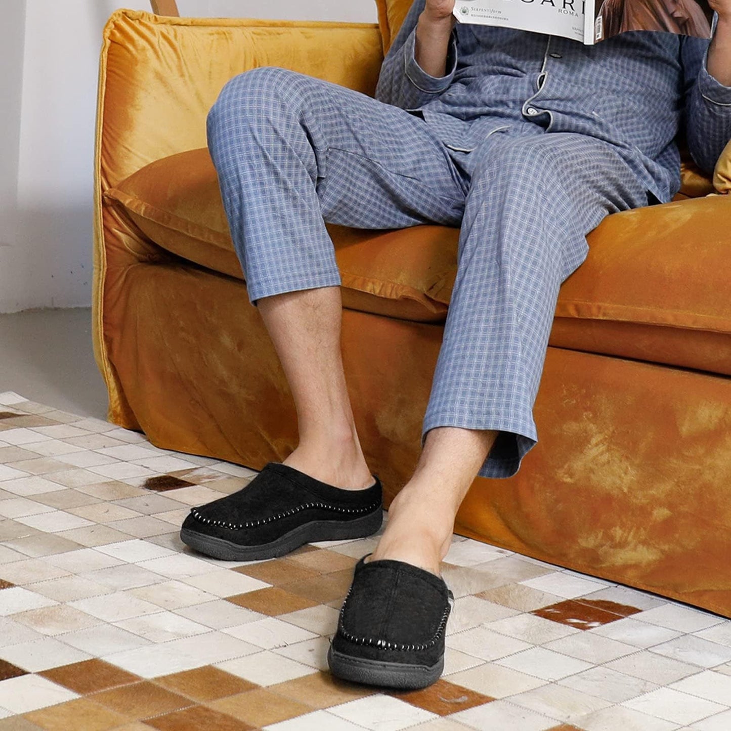 Winter Clogs | Warm | Fell gefüttert | Slipper | Herren Hausschuhe-Chaps Herrenmode