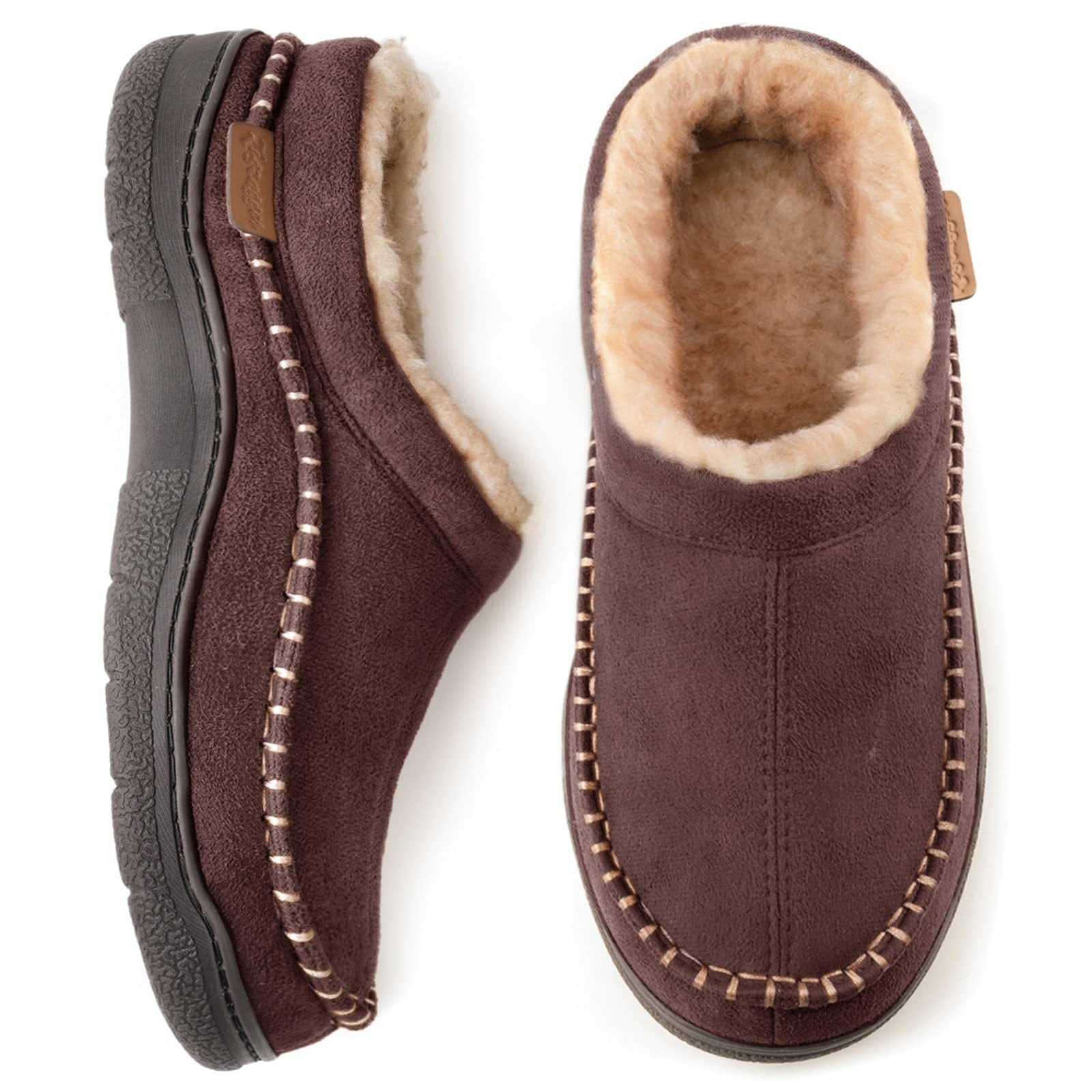 Winter Clogs | Warm | Fell gefüttert | Slipper | Herren Hausschuhe-Kaffee-38-Chaps Herrenmode
