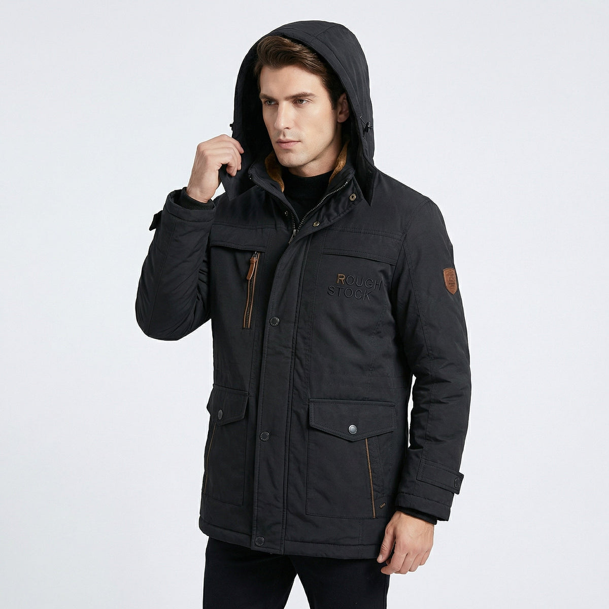 Winter Parka - Warme, mit Fleece gefütterte Winterjacke mit Kapuze für Männer-Chaps Herrenmode