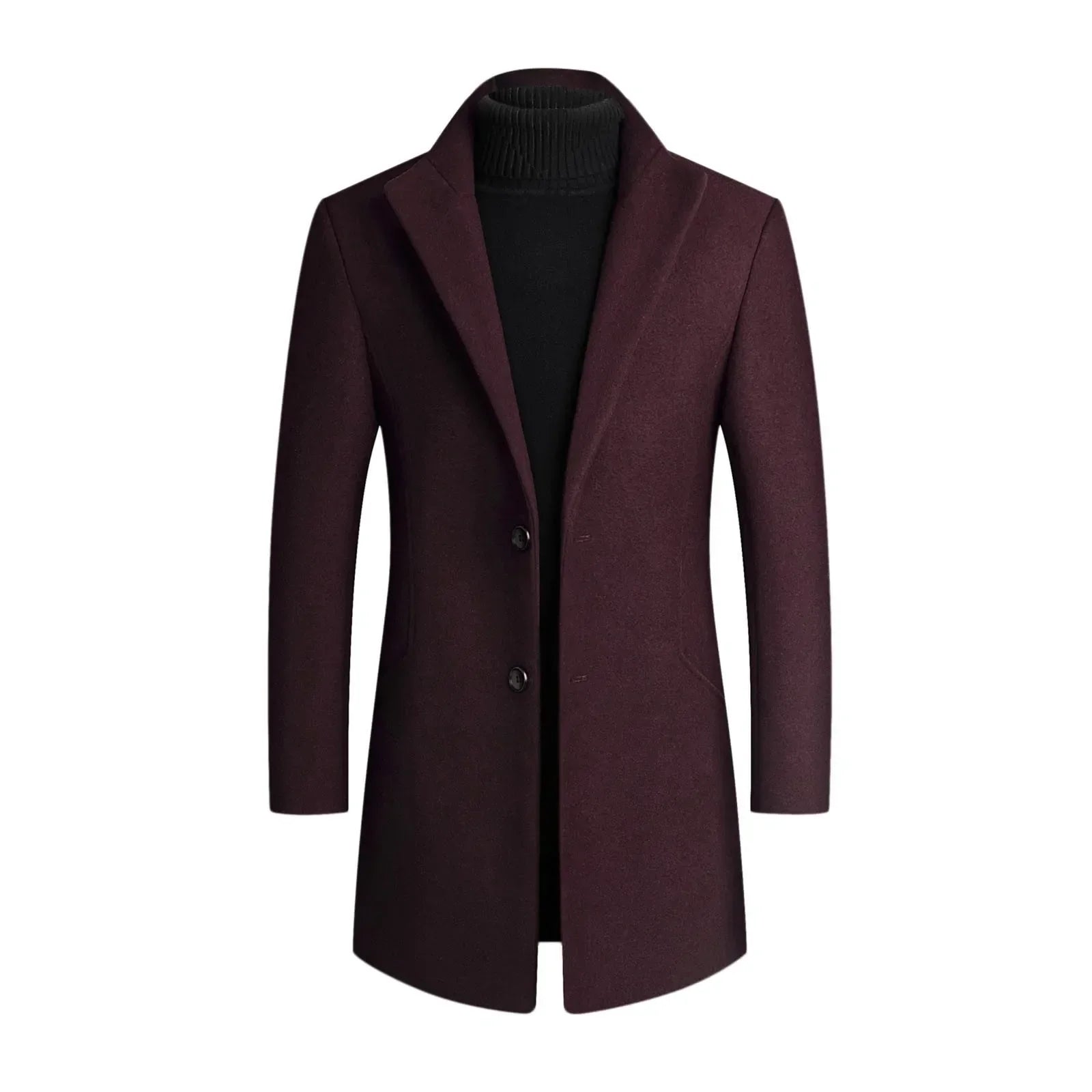 Winter-Trenchcoat | Einreihig | Revers | Mantel aus Wollmischung | Herrenjacke-Rot-M-Chaps Herrenmode