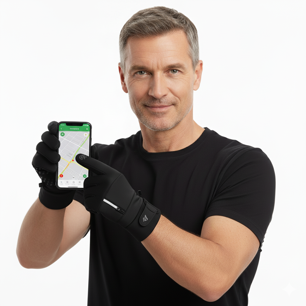 Winterhandschuhe Herren | Fleecefutter | Reißverschlussfach | Touchscreen-Chaps Herrenmode