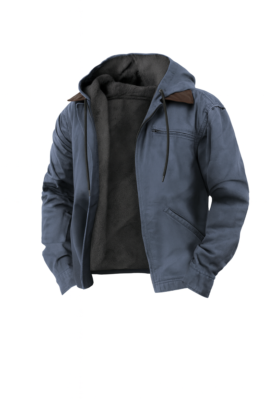 Winterjacke – Freizeit – Mit Fleece gefüttert – Kapuzenjacke – Herrenjacke-Hellblau-XS-Chaps Herrenmode