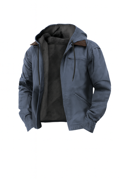 Winterjacke – Freizeit – Mit Fleece gefüttert – Kapuzenjacke – Herrenjacke-Hellblau-XS-Chaps Herrenmode