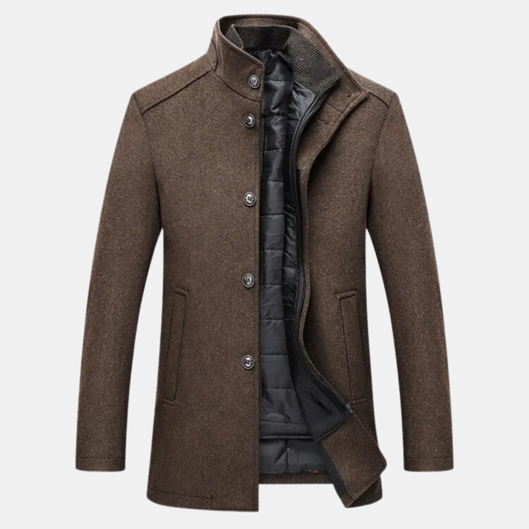 Winterjacke - Herren Steppjacke aus Wollgemisch mit Innenfutter-Dunkelbraun-XS-Chaps Herrenmode