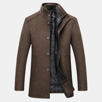 Winterjacke - Herren Steppjacke aus Wollgemisch mit Innenfutter-Dunkelbraun-XS-Chaps Herrenmode