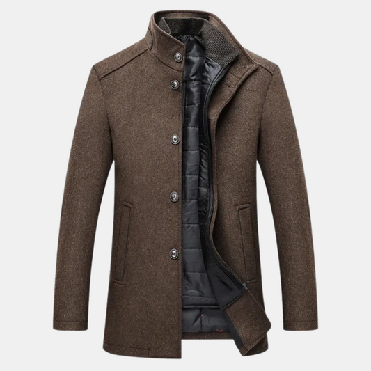 Winterjacke - Herren Steppjacke aus Wollgemisch mit Innenfutter-Dunkelbraun-XS-Chaps Herrenmode