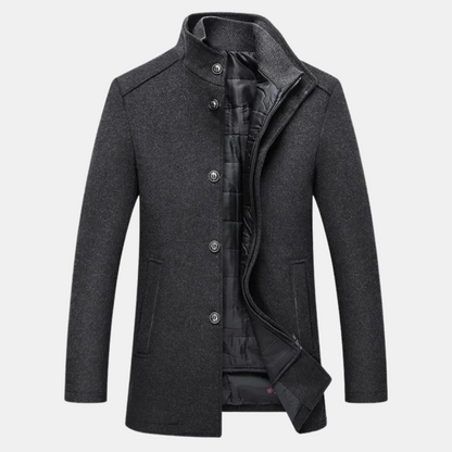 Winterjacke - Herren Steppjacke aus Wollgemisch mit Innenfutter-Grau-XS-Chaps Herrenmode