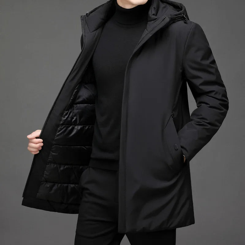 Winterjacke – Herren-Winterparka mit Kapuze und Reißverschluss-Chaps Herrenmode
