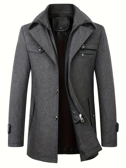 Winterjacke – Herrenjacke mit Reißverschluss und wattiertem Innenfutter-Dunkelgrau-S-Chaps Herrenmode