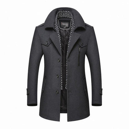 Winterjacke – Klassischer einreihiger Wollmantel für Männer-Grau-S-Chaps Herrenmode