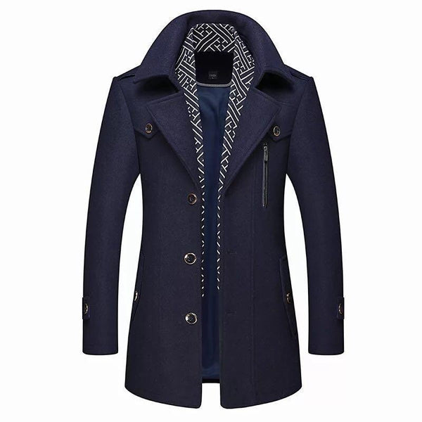 Winterjacke – Klassischer einreihiger Wollmantel für Männer-Marineblau-S-Chaps Herrenmode