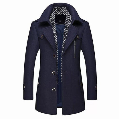 Winterjacke – Klassischer einreihiger Wollmantel für Männer-Marineblau-S-Chaps Herrenmode