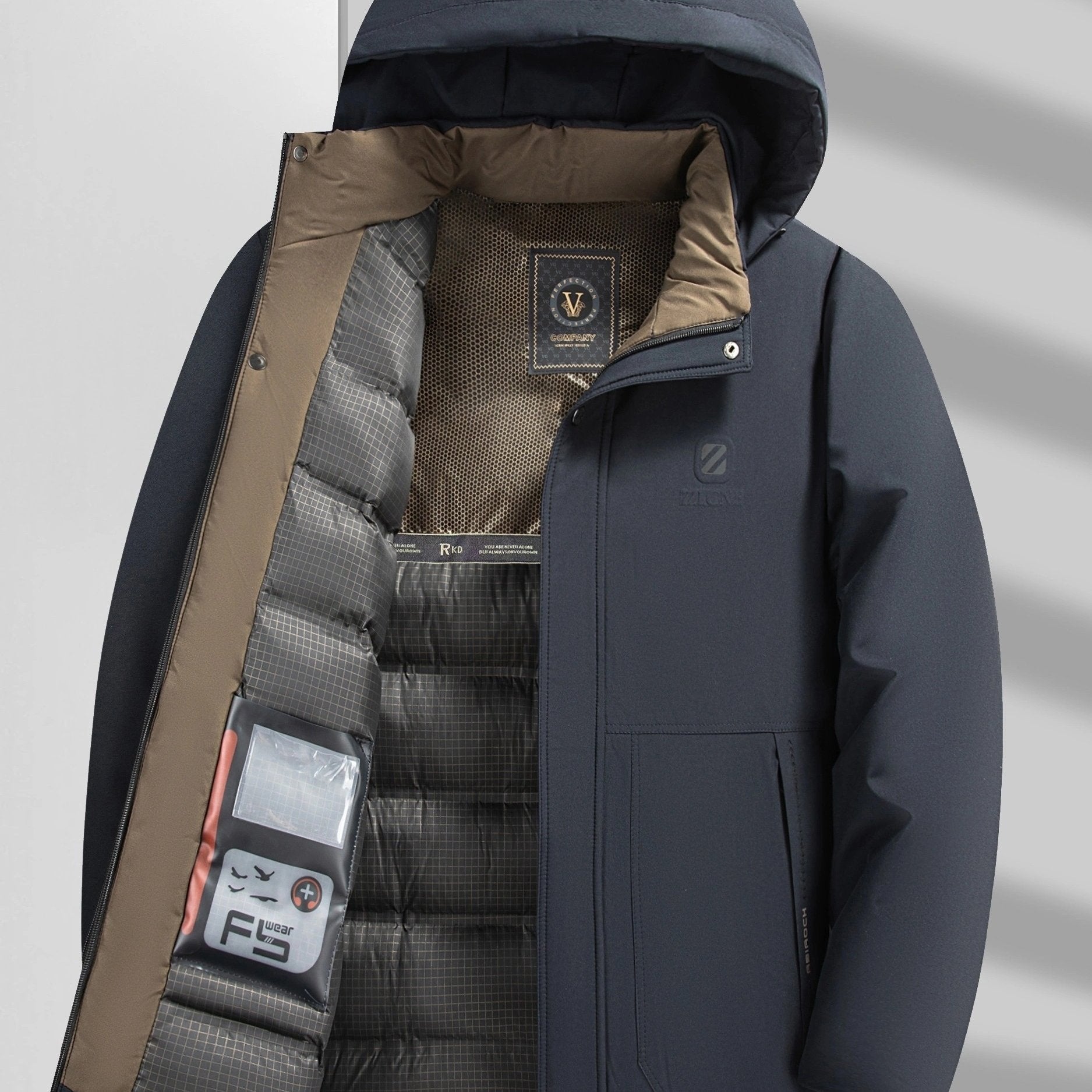 Winterjacke | Warm | Gefüttert | Kapuzenjacke | Herrenmantel-Marineblau-S-Chaps Herrenmode