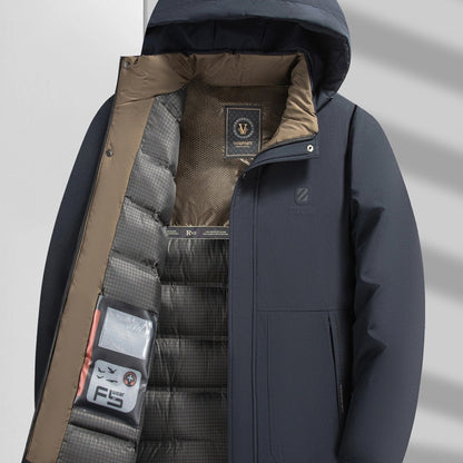 Winterjacke | Warm | Gefüttert | Kapuzenjacke | Herrenmantel-Marineblau-S-Chaps Herrenmode