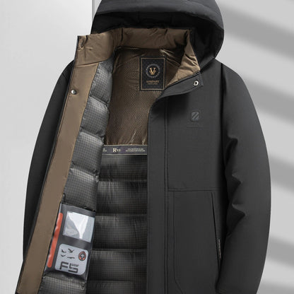 Winterjacke | Warm | Gefüttert | Kapuzenjacke | Herrenmantel-Schwarz-S-Chaps Herrenmode