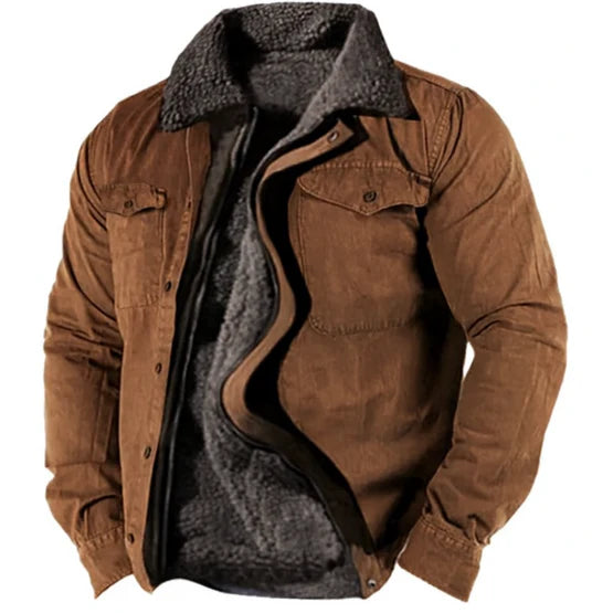 Winterjacke – Warme Fleece-gefütterte Overshirt-Jacke für Männer-Braun-M-Chaps Herrenmode