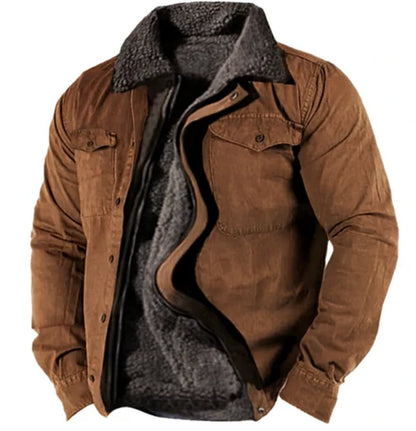 Winterjacke – Warme Fleece-gefütterte Overshirt-Jacke für Männer-Braun-M-Chaps Herrenmode