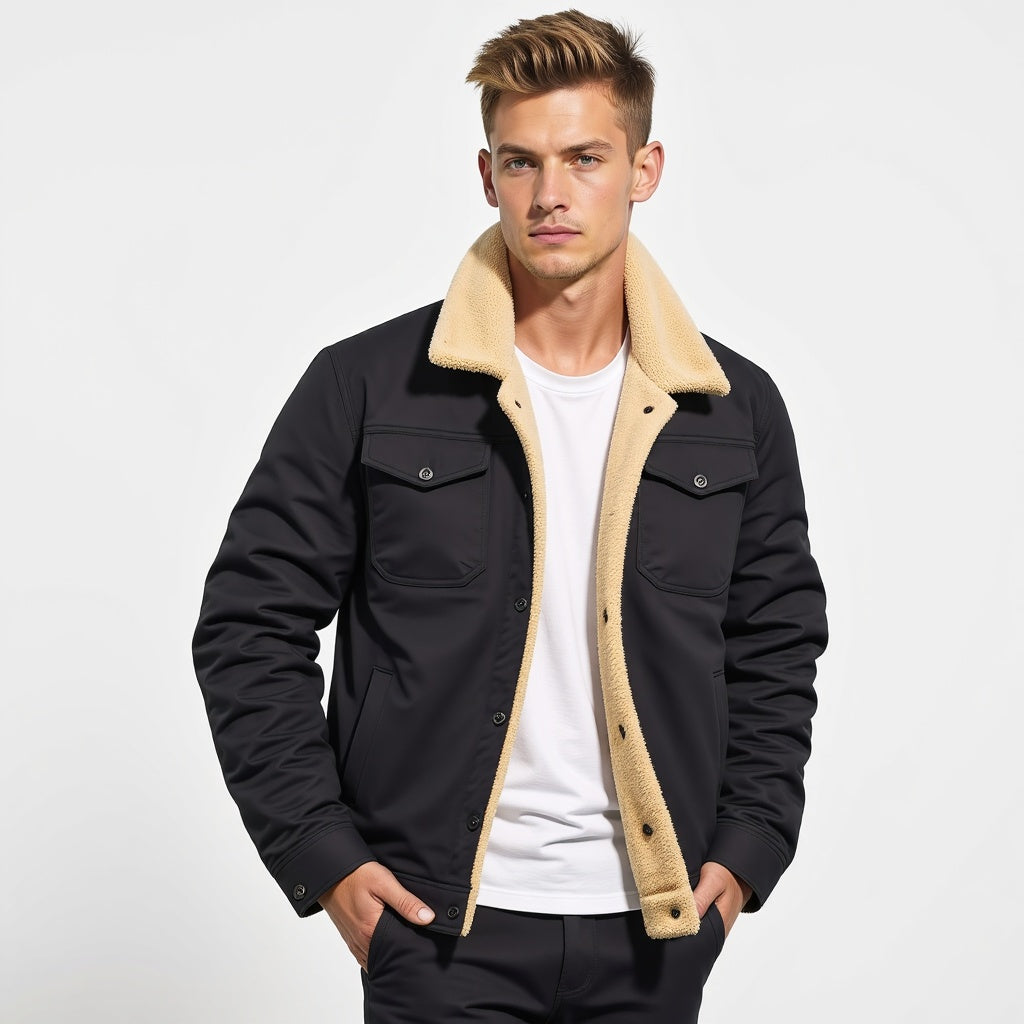 Winterjacke – kurz – mit Fleecefutter – Jacke mit Sherpa-Futter – Winterjacke für Männer-Chaps Herrenmode