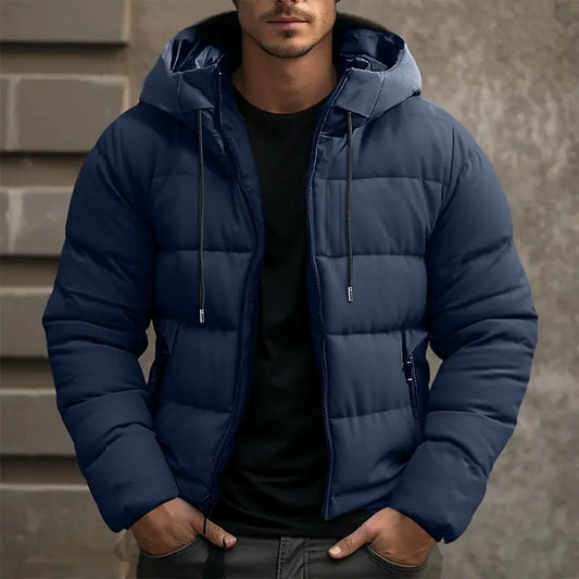 Winterjacke – mit Kapuze – wattiert – Daunenjacke – Herrenmantel-Dunkelblau-M-Chaps Herrenmode