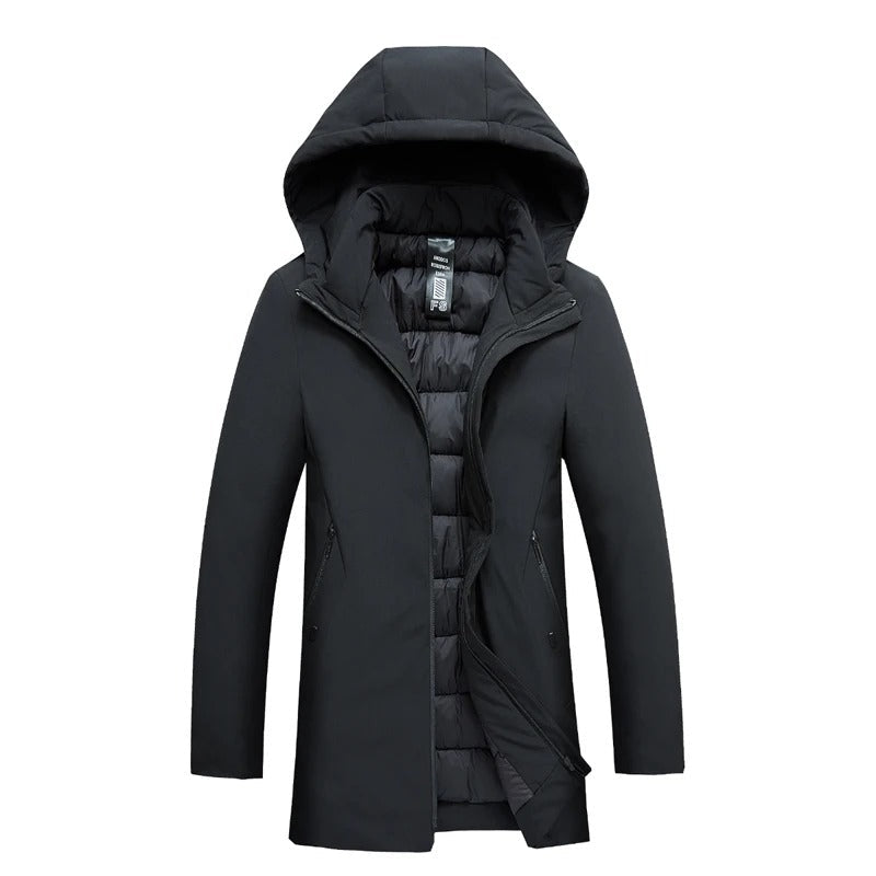 Winterjacke - wattiertes Futter - Kapuze - winddichte Jacke - Herrenmantel-Chaps Herrenmode