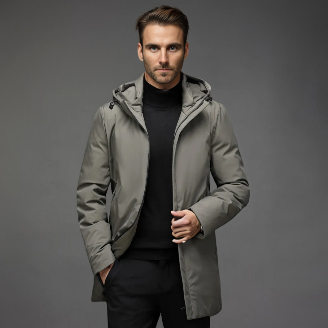 Winterjacke - wattiertes Futter - Kapuze - winddichte Jacke - Herrenmantel-Khaki-S-Chaps Herrenmode