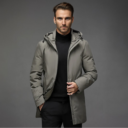 Winterjacke - wattiertes Futter - Kapuze - winddichte Jacke - Herrenmantel-Khaki-S-Chaps Herrenmode