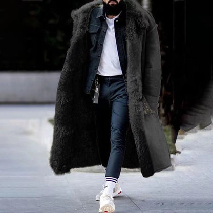 Wintermantel - Fell gefüttert - Warm - Langer Mantel - Winterjacke für Männer-Schwarz-M-Chaps Herrenmode