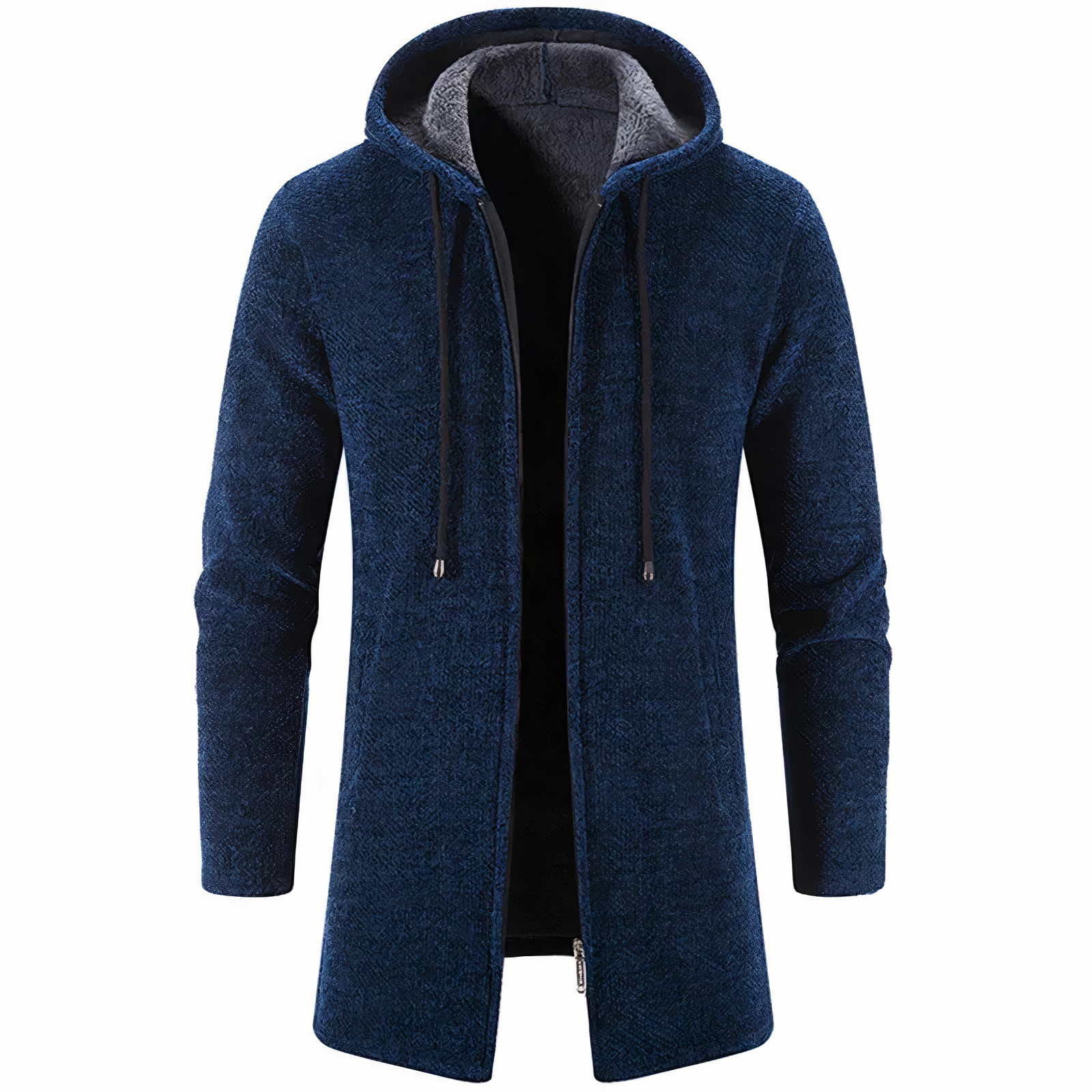 Wintermantel - Men's Hooded Zip-Up Mid Lenght Winter Jacket-Marineblau-S-Chaps Herrenmode