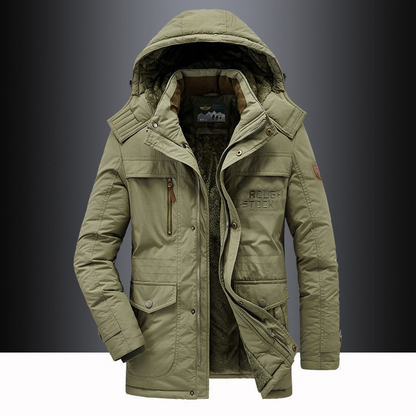 Winterparka | Mit Kapuze | Mit Fleece gefüttert | Winterjacke | Herrenmantel-Grün-M-Chaps Herrenmode