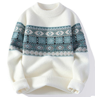 Winterpullover | Rundhalsausschnitt | Lockere Passform | Strickpullover | Herrenpullover-Blau-M-Chaps Herrenmode