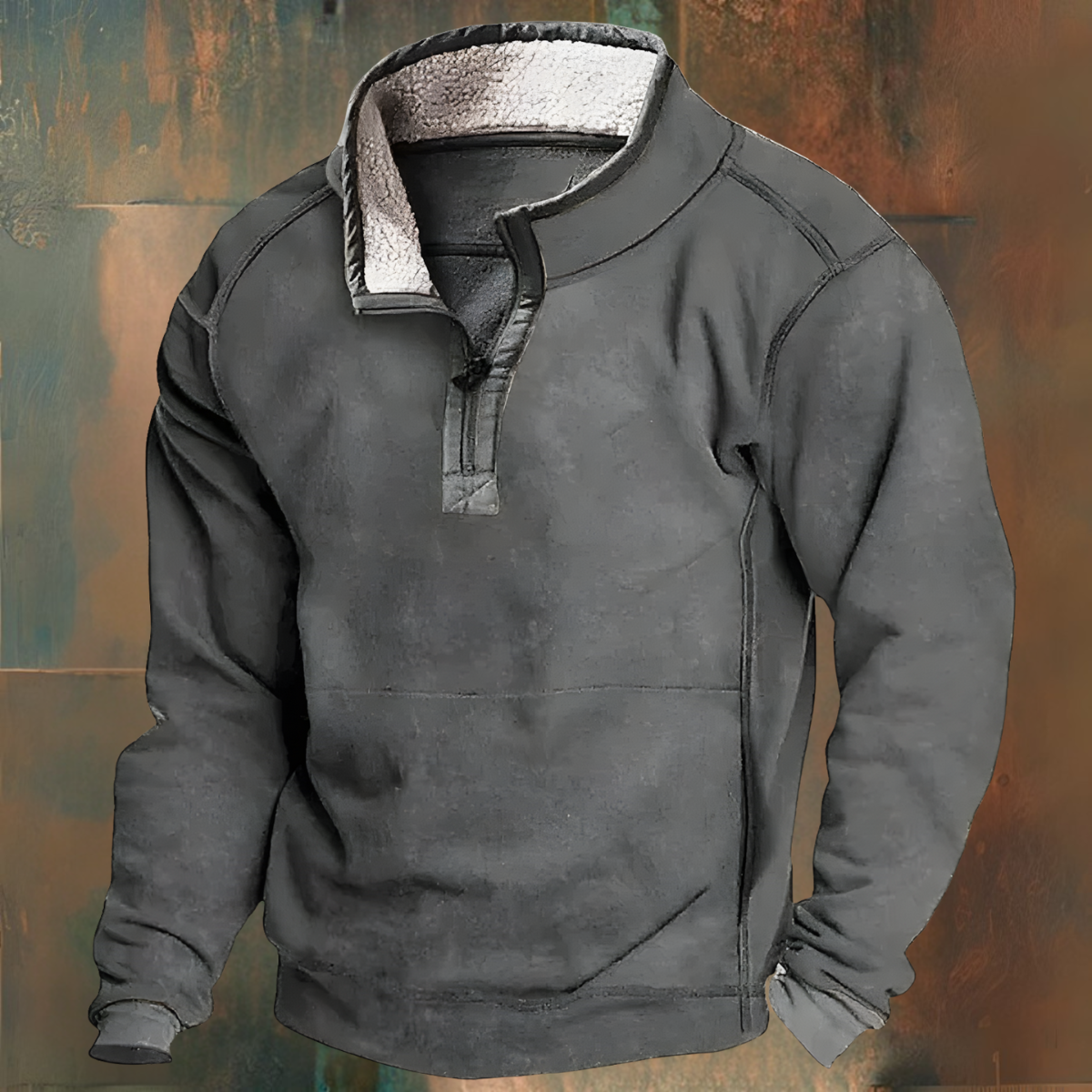 Winterpullover – Viertelreißverschluss – Fleecefutter – Pullover mit halbem Reißverschluss – Herren-Sweatshirt-Grau-S-Chaps Herrenmode