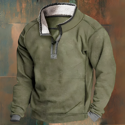 Winterpullover – Viertelreißverschluss – Fleecefutter – Pullover mit halbem Reißverschluss – Herren-Sweatshirt-Grün-S-Chaps Herrenmode