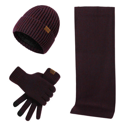 Winterset Herren | Mütze Schal Handschuhe | Strick-Bordeaux-Chaps Herrenmode