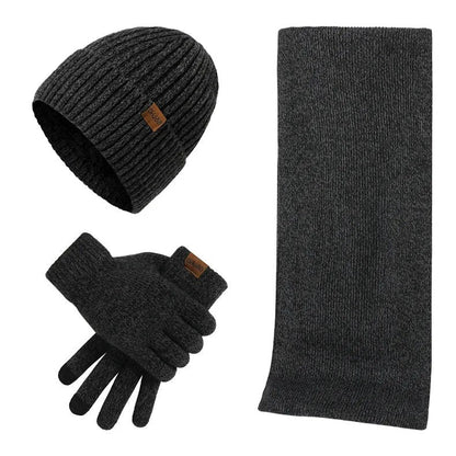 Winterset Herren | Mütze Schal Handschuhe | Strick-Dunkelgrau-Chaps Herrenmode