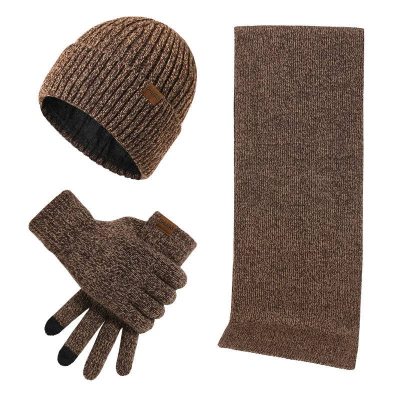 Winterset Herren | Mütze Schal Handschuhe | Strick-Khaki-Chaps Herrenmode