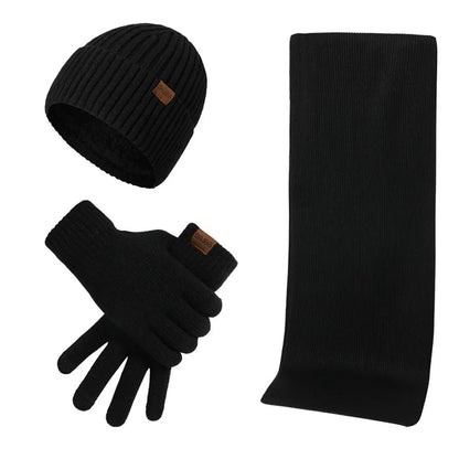 Winterset Herren | Mütze Schal Handschuhe | Strick-Schwarz-Chaps Herrenmode
