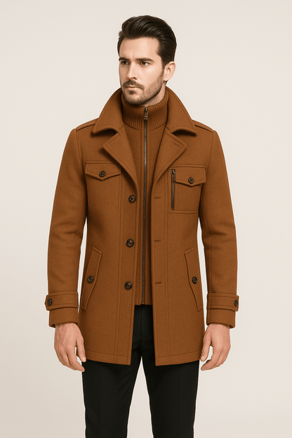 Wolljacke | Doppellagig | Einreihig | Winter Trenchcoat | Herren Winterjacke-Chaps Herrenmode