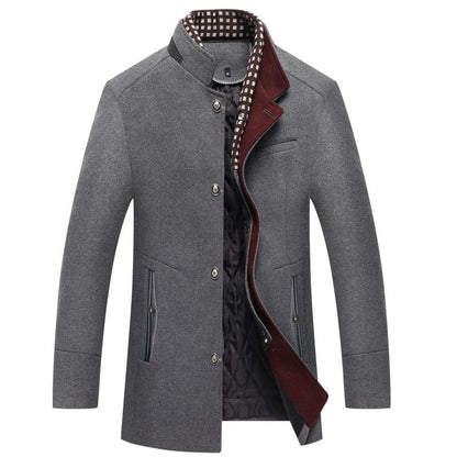 Wolljacke - Herren Sanding Collar Einreihige Winterjacke-Grau-S-Chaps Herrenmode