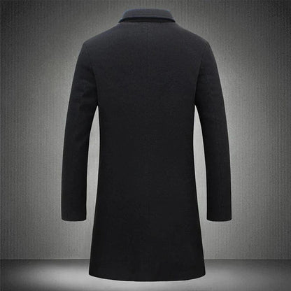 Wollmantel – Einreihiger Winter-Trenchcoat für Herren-Chaps Herrenmode